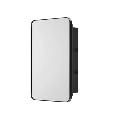 KeonJinn 20 in. W x 32 in. H Rectangular Black Stainless Steels Framed Recessed/Surface Mount Medicine Cabinet with Mirror