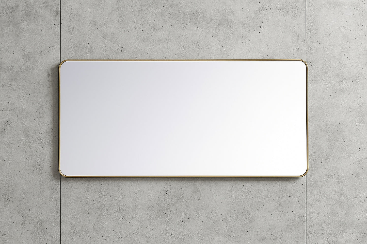 Timeless Home 30 in. W x 60 in. H x modern Soft Corner Metal Rectangle Brass Mirror