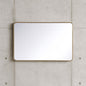Timeless Home 27 in. W x 40 in. H x Modern Soft Corner Metal Rectangle Brass Mirror