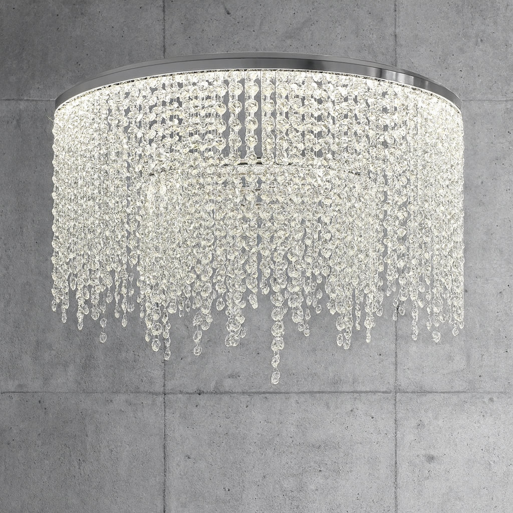 Sunpez 1-Light Hanging Fixture Pendant Light 3-Color Dimming Integrated LED Crystal Chandeliers for Dining Room