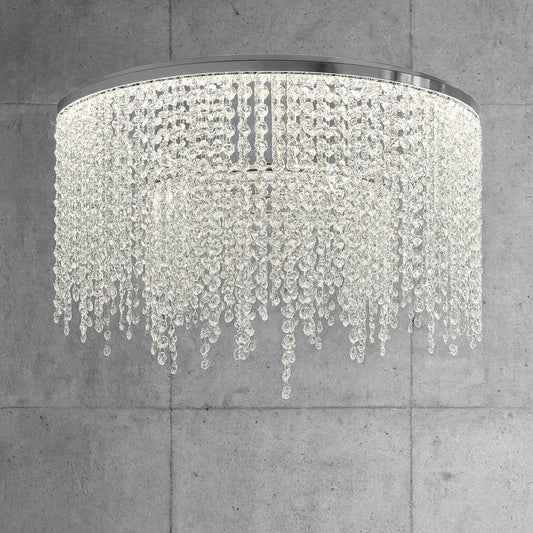 Sunpez 1-Light Hanging Fixture Pendant Light 3-Color Dimming Integrated LED Crystal Chandeliers for Dining Room