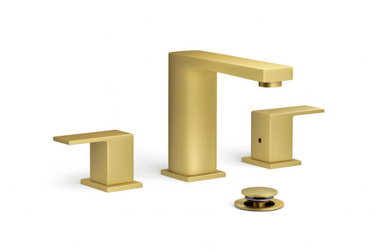 FURUISI 8 in. Widespread Double Handle Bathroom Faucet in Brushed Gold