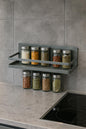 1 Shelf Grey Wall Mount Magnetic Spice Rack Organizer 191009537922 HOUSEHOLD ESSENTIALS