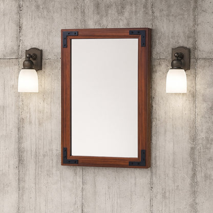 KeonJinn 18 in. W x 26 in. H Rectangular Rustic Wood Framed Mirror Farmhouse Bathroom Vanity Mirror Over Sink in Brown