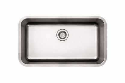Glacier Bay 30 in Undermount Single Bowl 18 Gauge Stainless Steel Kitchen Sink with Strainer