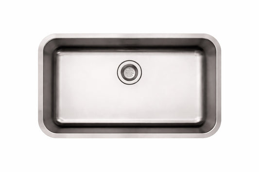 Glacier Bay 30 in Undermount Single Bowl 18 Gauge Stainless Steel Kitchen Sink with Strainer