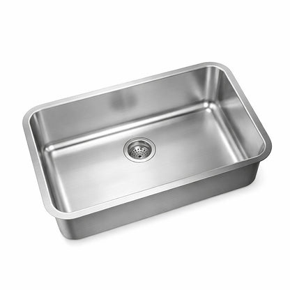Glacier Bay 30 in Undermount Single Bowl 18 Gauge Stainless Steel Kitchen Sink with Strainer