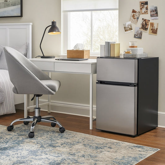 Vissani 3.1 cu. ft. 2-Door Mini Refrigerator in Stainless Steel with Freezer, ENERGY STAR