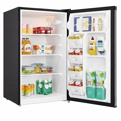 Vissani 4 4 cu ft Mini Refrigerator in Stainless Look with 7 Door Racks Glass Shelves and Energy Efficiency