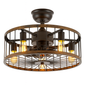 ANTOINE 20 in. Indoor Black Farmhouse Ceiling Fan Caged Ceiling Fan with Lights and Remote Small Industrial Ceiling Fan