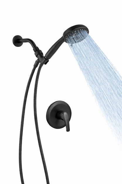 BWE Single Handle 6 Spray Shower Faucet Set Trim Kit 1 8 GPM with Valve and Filtered Handheld Shower Head in Matte Black A 98021 Black