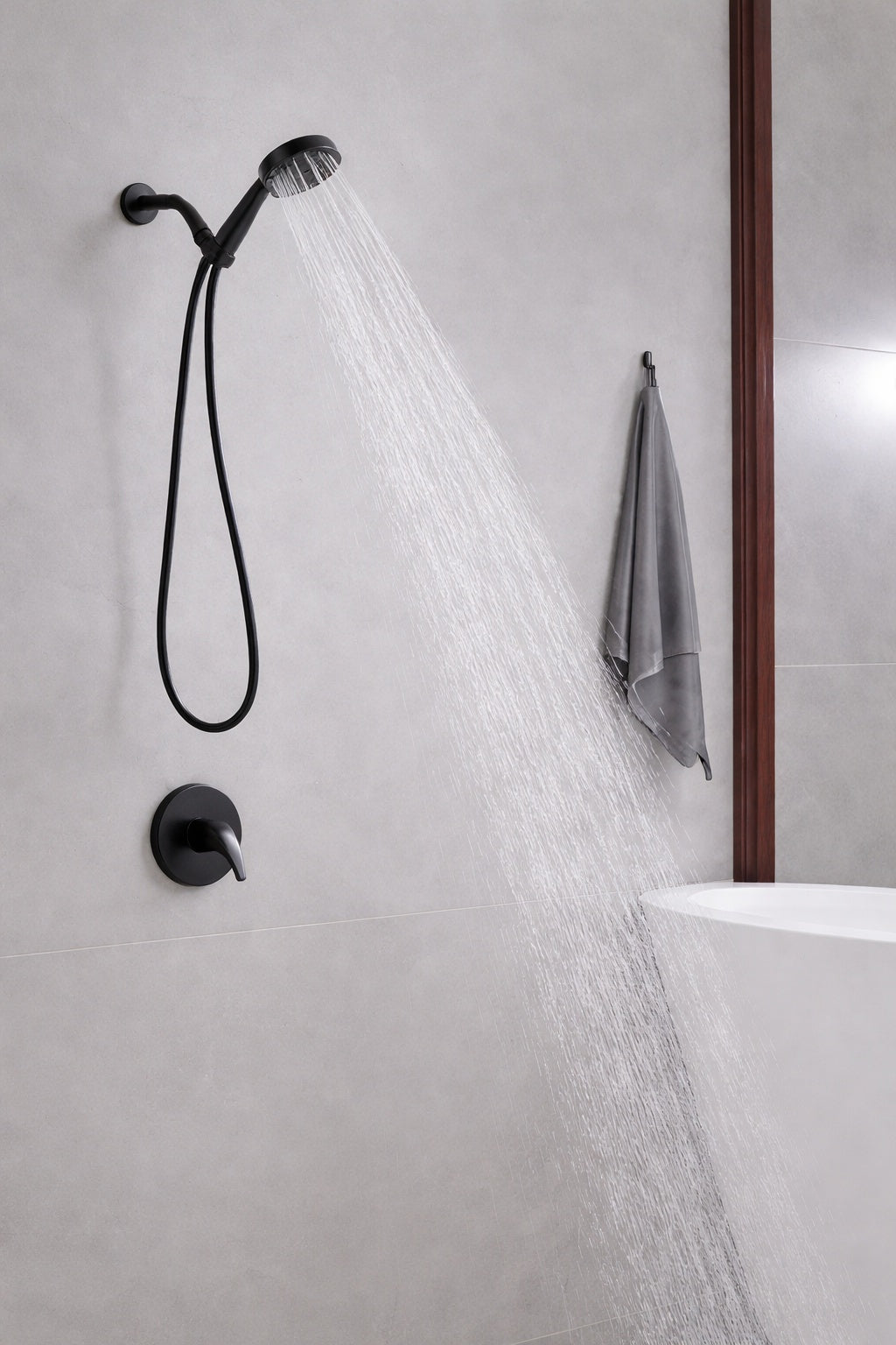 BWE Single Handle 6 Spray Shower Faucet Set Trim Kit 1 8 GPM with Valve and Filtered Handheld Shower Head in Matte Black A 98021 Black