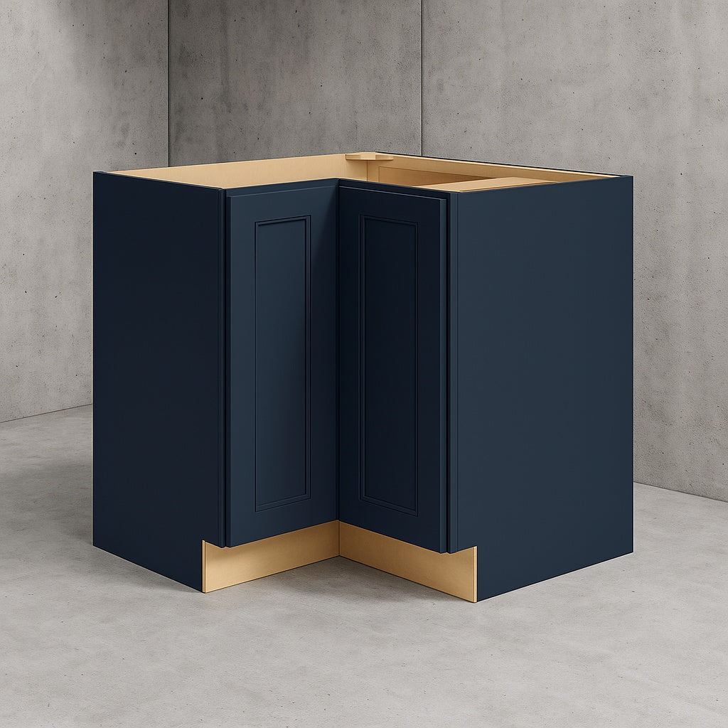 Avondale 36 in. W x 20 in. D x 34.5 in. H Ready to Assemble Plywood Shaker Lazy Susan Corner Cabinet in Ink Blue