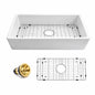 Eridanus Denbigh White Fireclay 36 in x 18 in Farmhouse Apron Single Bowl Kitchen Sink with Bottom Grid and Basket Strainer