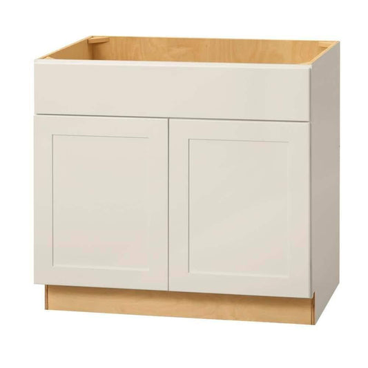Avondale 36 in. W x 24 in. D x 34.5 in. H Ready to Assemble Plywood Shaker Sink Base Kitchen Cabinet in Antique White