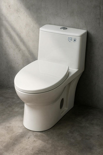 1 Piece 1.1/1.6 GPF Dual Flush Compact Elongated WaterSense Toilet in White Soft Close Seat Included 732829116340 Hanikes