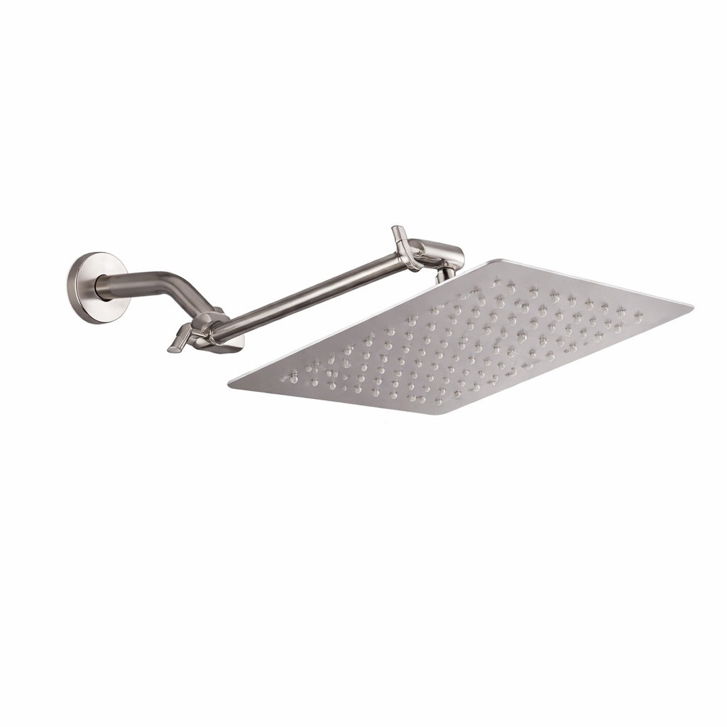 PERLIRIA INC 1 Spray Patterns with 2 5 GPM 10 in Wall Mount Rain Fixed Shower Head in Brushed Nickel