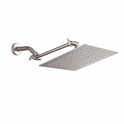 PERLIRIA INC 1 Spray Patterns with 2 5 GPM 10 in Wall Mount Rain Fixed Shower Head in Brushed Nickel