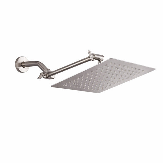 PERLIRIA INC 1 Spray Patterns with 2 5 GPM 10 in Wall Mount Rain Fixed Shower Head in Brushed Nickel