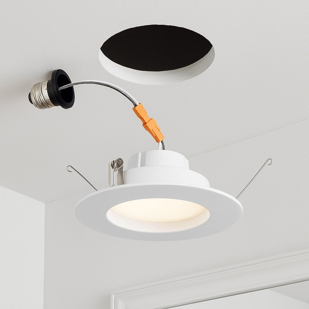 Commercial Electric 5 6 in Integrated LED Recessed Retrofit Light Trim with Selectable Color Temperature 12 Pack