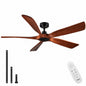 YUHAO Shamshla 60 in Indoor Farmhouse Black Wood Ceiling Fan with Remote Control for Living Room or Patio YHDC1149BKM60