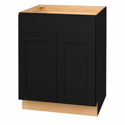 Hampton Bay Avondale 33 in W x 24 in D x 34 5 in H Ready to Assemble Plywood Shaker Sink Base Kitchen Cabinet in Raven Black