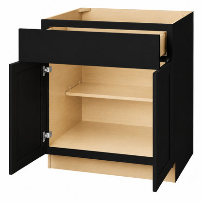 Hampton Bay Avondale 33 in W x 24 in D x 34 5 in H Ready to Assemble Plywood Shaker Sink Base Kitchen Cabinet in Raven Black