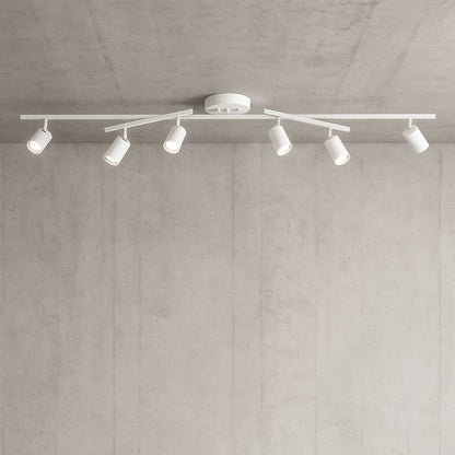 Globe Electric Waylon 6 Ft, Matte White Ceiling Hard Wired Track Lighting Kit with Center Swivel Bars and Cylinder Pivoting Heads