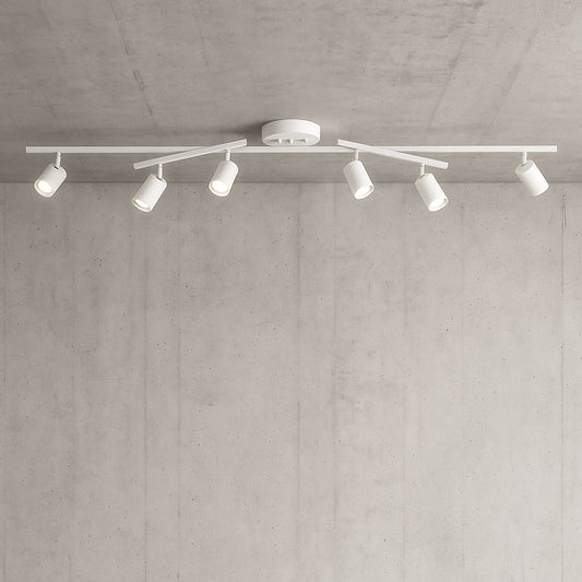 Globe Electric Waylon 6 Ft, Matte White Ceiling Hard Wired Track Lighting Kit with Center Swivel Bars and Cylinder Pivoting Heads