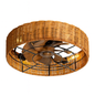 Breezary 19 in. Indoor Black and Natural Bohemian Rattan Ceiling Fan with Light Kit and Remote Control Included