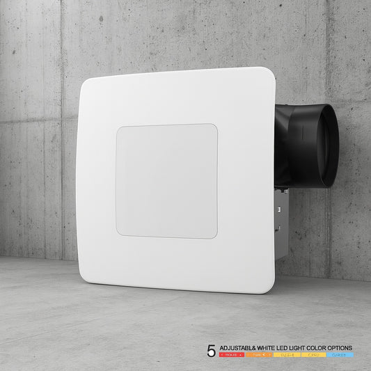 50 CFM Ceiling/Wall Mount Easy Roomside Installation Bathroom/Bath Exhaust Fan with 5 Level LED Lighting, ENERGY STAR
