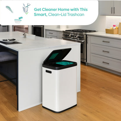 Home Zone Living 18.5 Gal. Stainless Steel Step-On Kitchen Trash Can with Dual Compartments and Odor Control