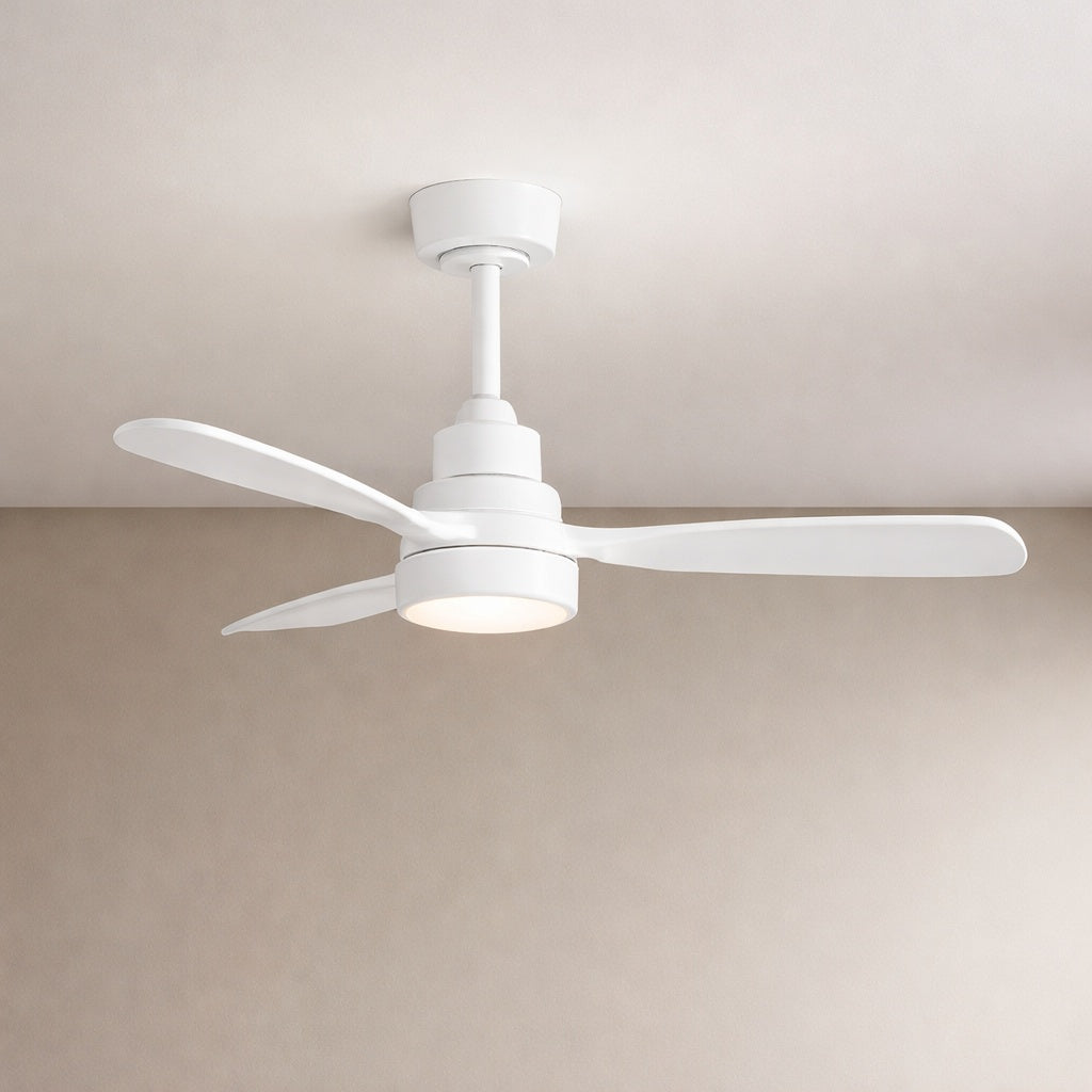 52 in. Integrated LED Indoor Downrod Mount White Standard Ceiling Fan with Dimmable Light and Remote DC Motor