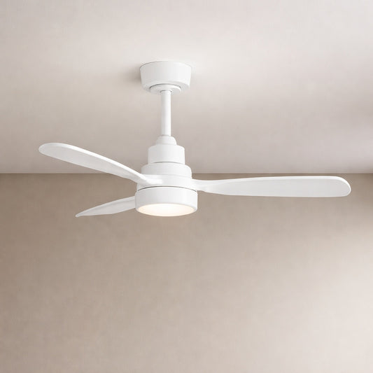 52 in. Integrated LED Indoor Downrod Mount White Standard Ceiling Fan with Dimmable Light and Remote DC Motor