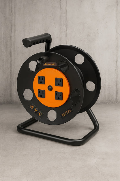 Heavy Duty Hand Wind 100 ft. 14/3,16/3 Gauge 15 Amp Retractable Extension Cord Reel with 4 Grounded Outlets HCRB00D