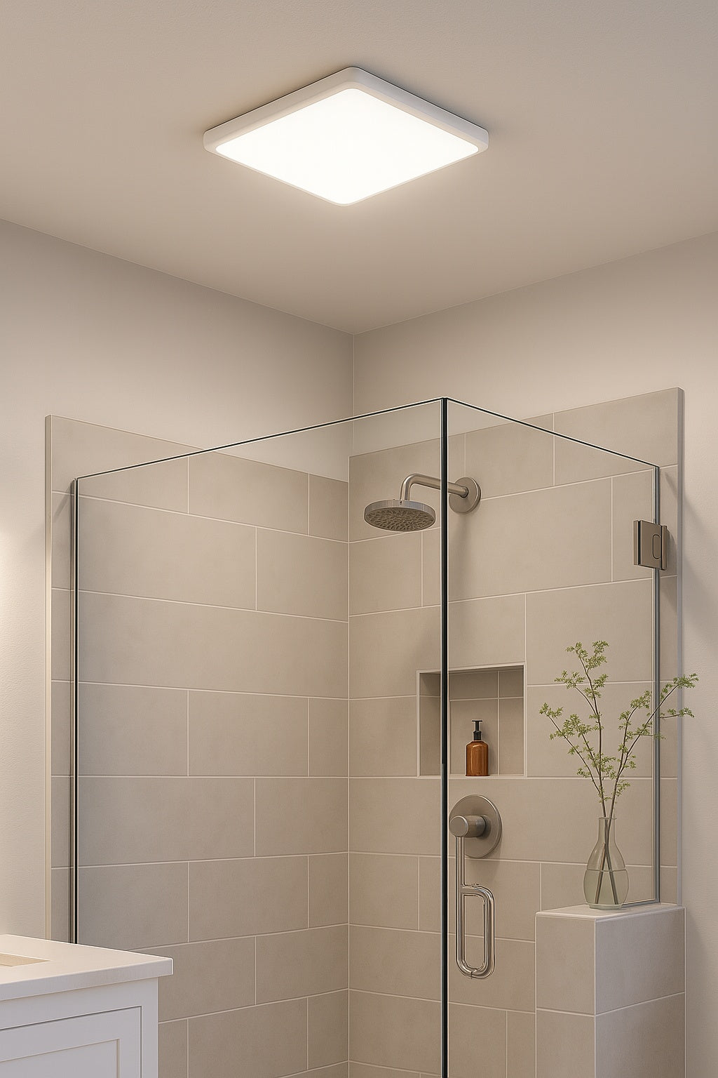 Commercial Electric 130 160 CFM Ceiling Wall Mount Roomside Installation Square Bathroom Exhaust Fan w CCT LED Night Light Humidity Sensor