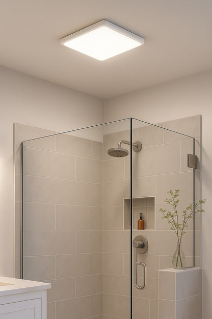 Commercial Electric 130 160 CFM Ceiling Wall Mount Roomside Installation Square Bathroom Exhaust Fan w CCT LED Night Light Humidity Sensor