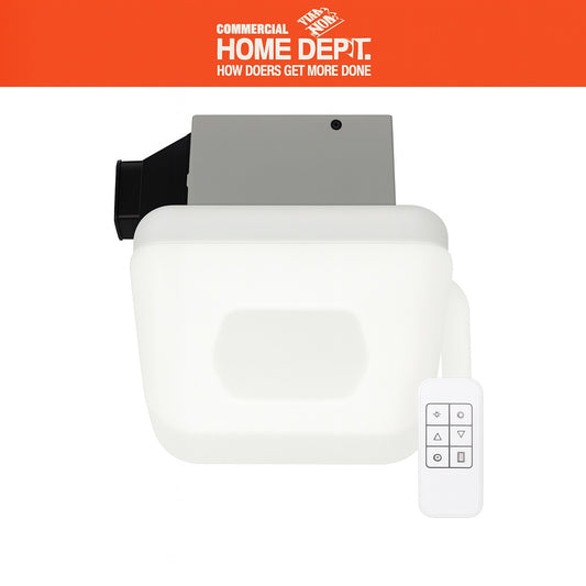 Commercial Electric 80 /110 CFM Ceiling Mount Room Side Installation Smart Bathroom Exhaust Fan and Bluetooth Speaker Powered by Hubspace