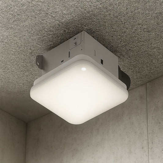 Commercial Electric 50 CFM Ceiling Mount Room Side Installation Bathroom Exhaust Fan with Adjustable Color Temperature LED and Night Light