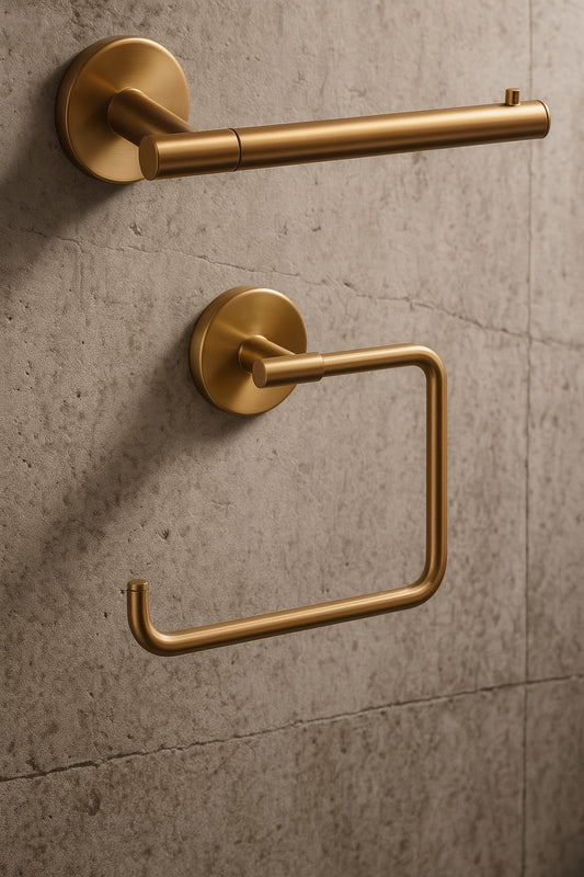 Trinsic 2-Piece Bath Hardware Set with Toilet Paper Holder, Towel Ring in Champagne Bronze