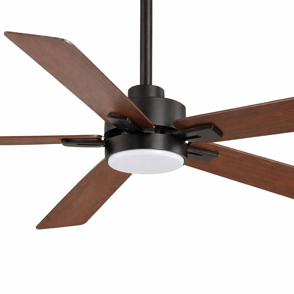 Breezary Charlie 52 in Integrated LED Indoor Black Ceiling Fans with Light and Remote Control Included