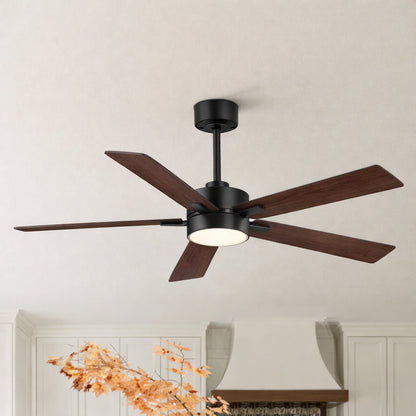 Breezary Charlie 52 in Integrated LED Indoor Black Ceiling Fans with Light and Remote Control Included