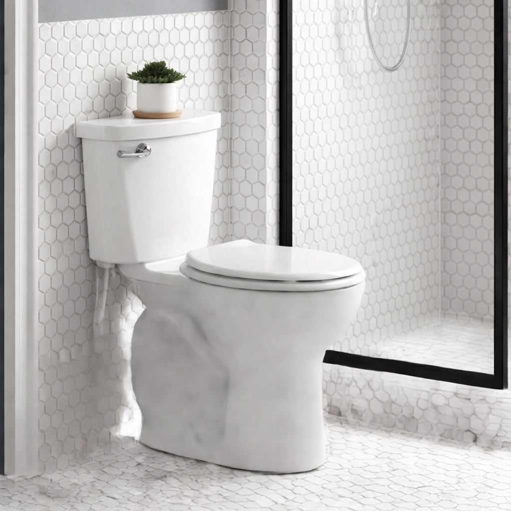 American Standard Cadet 10 in Antimicrobial 2 Piece 1 28 GPF Single Flush Chair Height Round Toilet with Slow Close Seat in White 788BB104 020