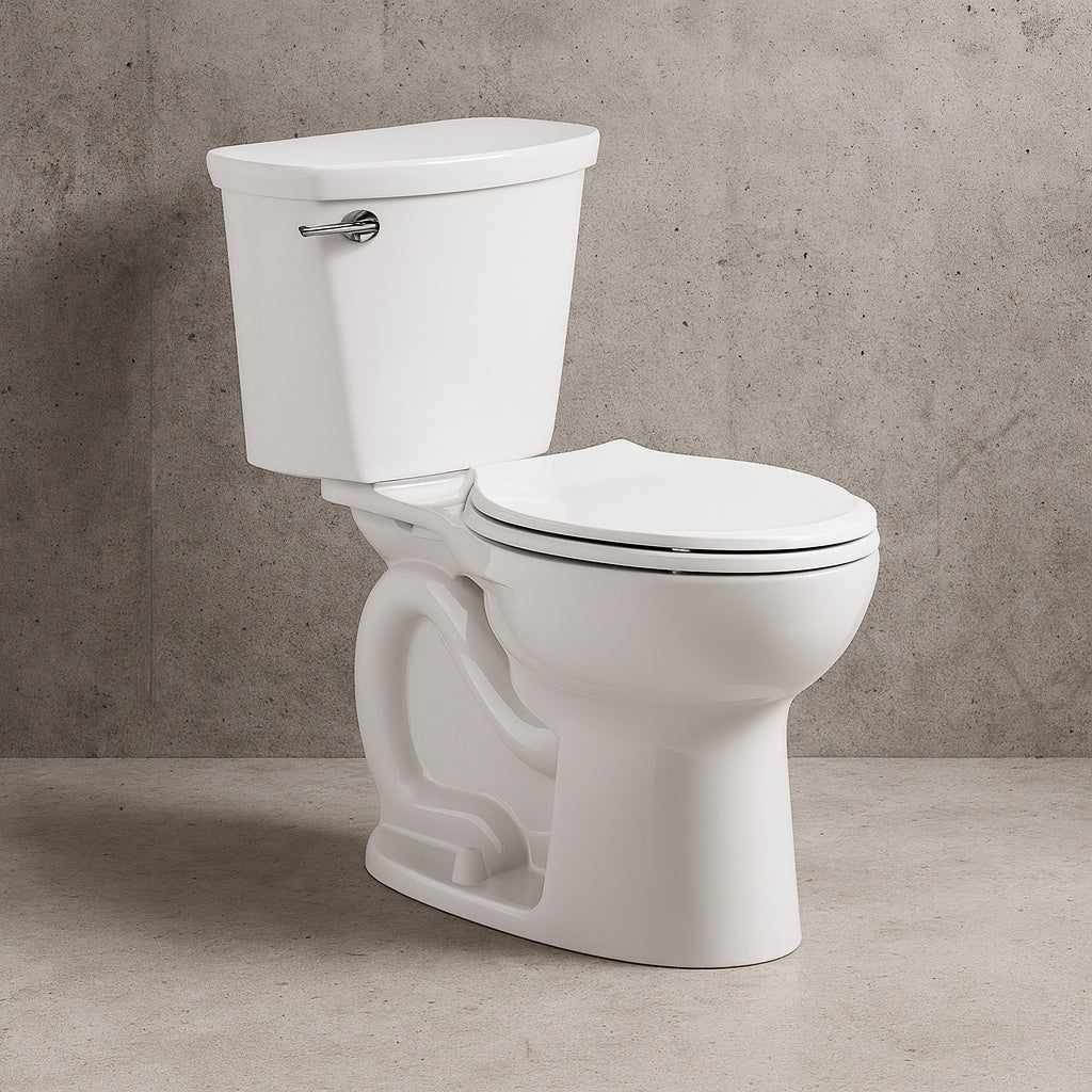 American Standard Cadet 12 in Antimicrobial 2 Piece 1 28 GPF Single Flush Chair Height Round Toilet with Slow Close Seat in White 788BA104 020