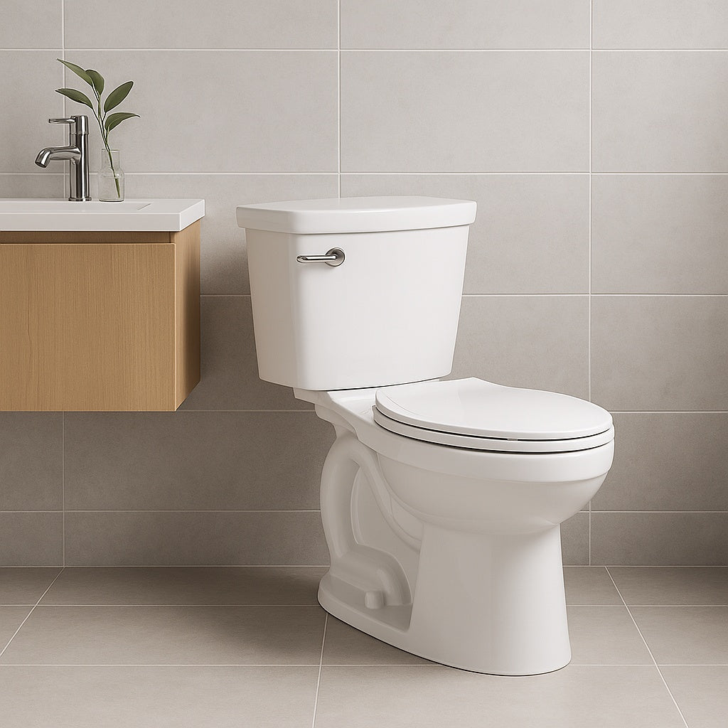 American Standard Cadet 12 in Antimicrobial 2 Piece 1 28 GPF Single Flush Chair Height Round Toilet with Slow Close Seat in White 788BA104 020