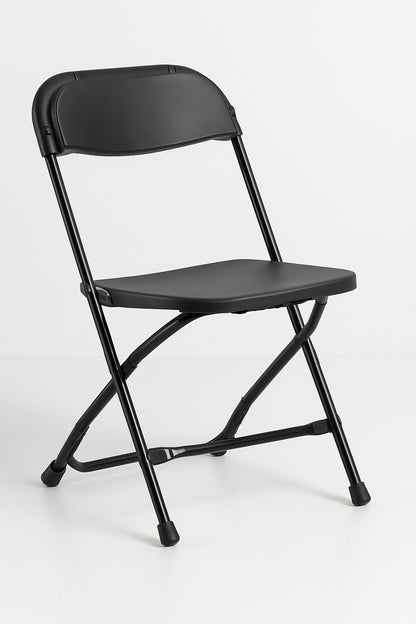 Black Steel Frame Plastic Seat Folding Chairs (Set of 10)