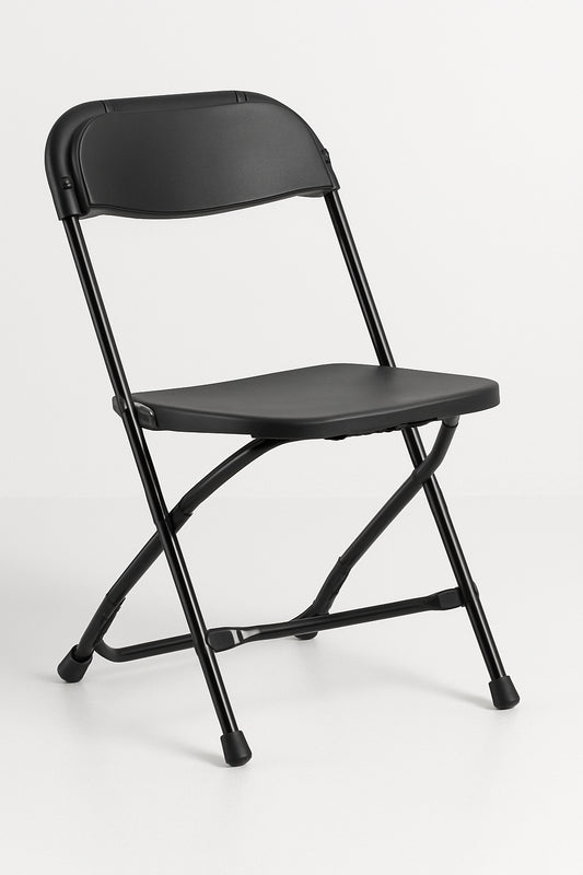 Black Steel Frame Plastic Seat Folding Chairs (Set of 10)