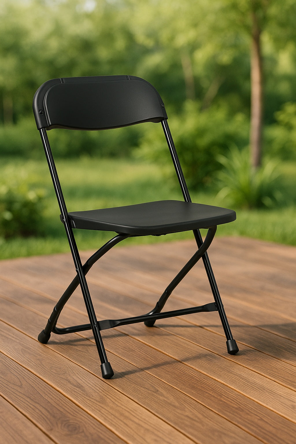 Black Steel Frame Plastic Seat Folding Chairs (Set of 10)