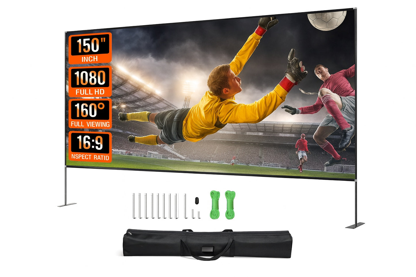 VEVOR Projector Screen 150 in with Stand Outdoor Movie Screen with Stand Wrinkle Free Projection Screen with Tripods