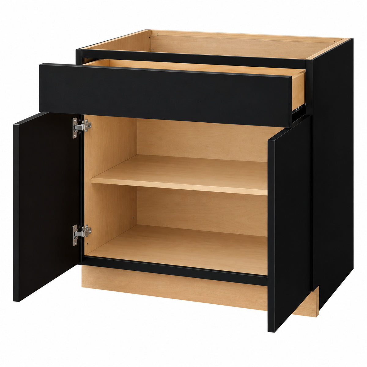 Hampton Bay Avondale 36 in W x 24 in D x 34 5 in H Ready to Assemble Plywood Shaker Base Kitchen Cabinet in Raven Black B36 H